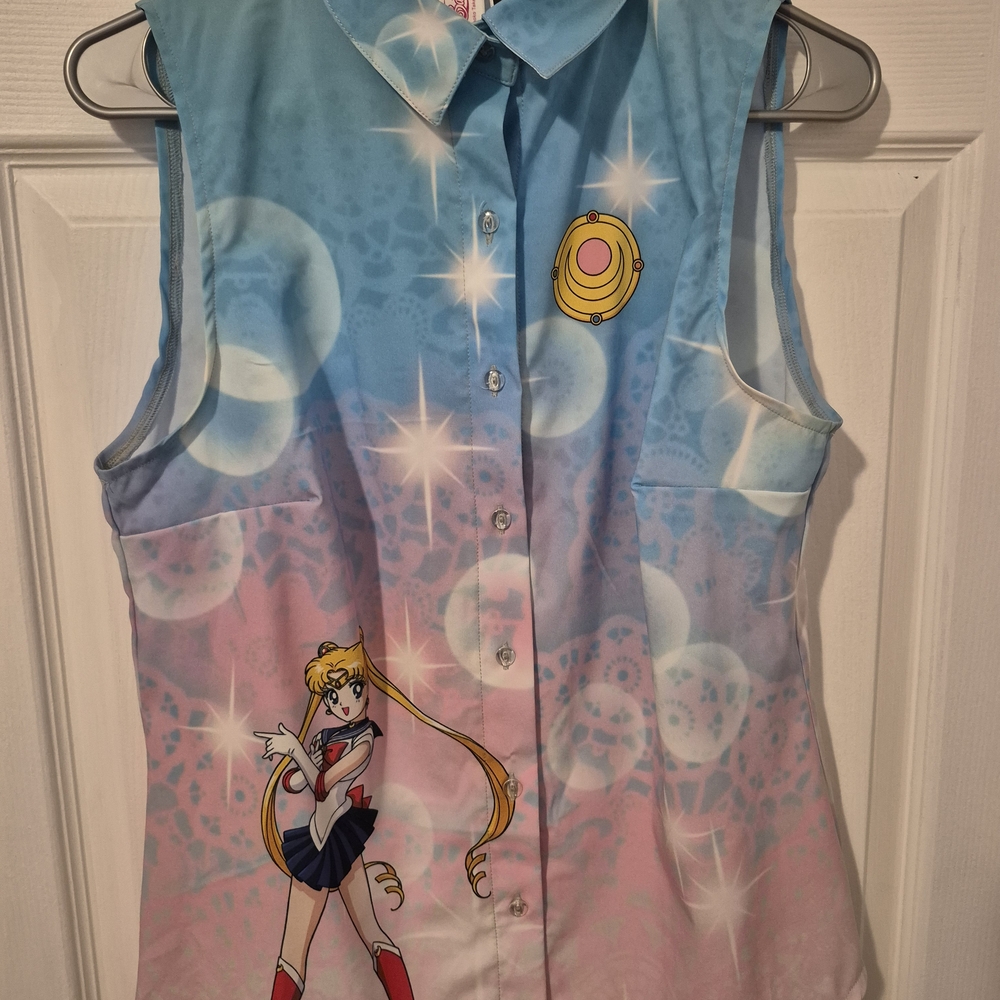 Blackmilk Womens Sleeveless Shirt - Blue and Pink